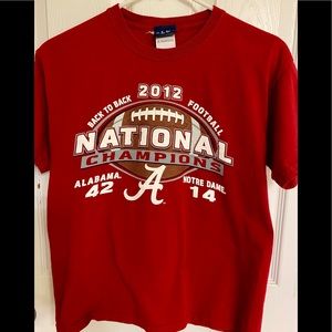 2012 Alabama Football National Champ Crimson Cotton Short Sleeve T-shirt Large